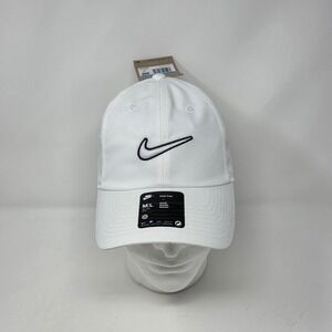 Nike Club Swoosh Unstructured Strapback Hat Cap White Adjustable FB5369-100